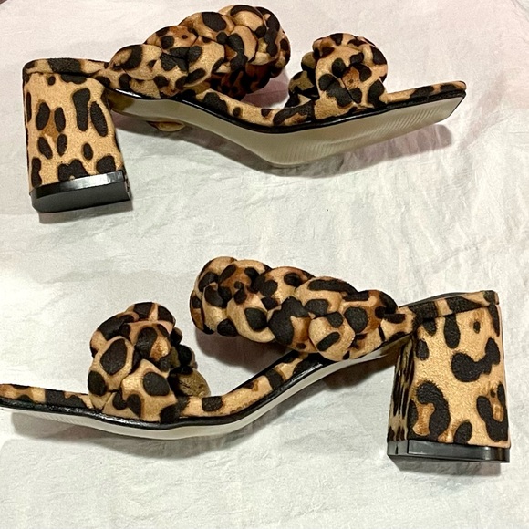 🛍️COMESHUN Womens leopard print heeled open Square Toe slides size5 1/2 (36)NEW - Picture 9 of 9